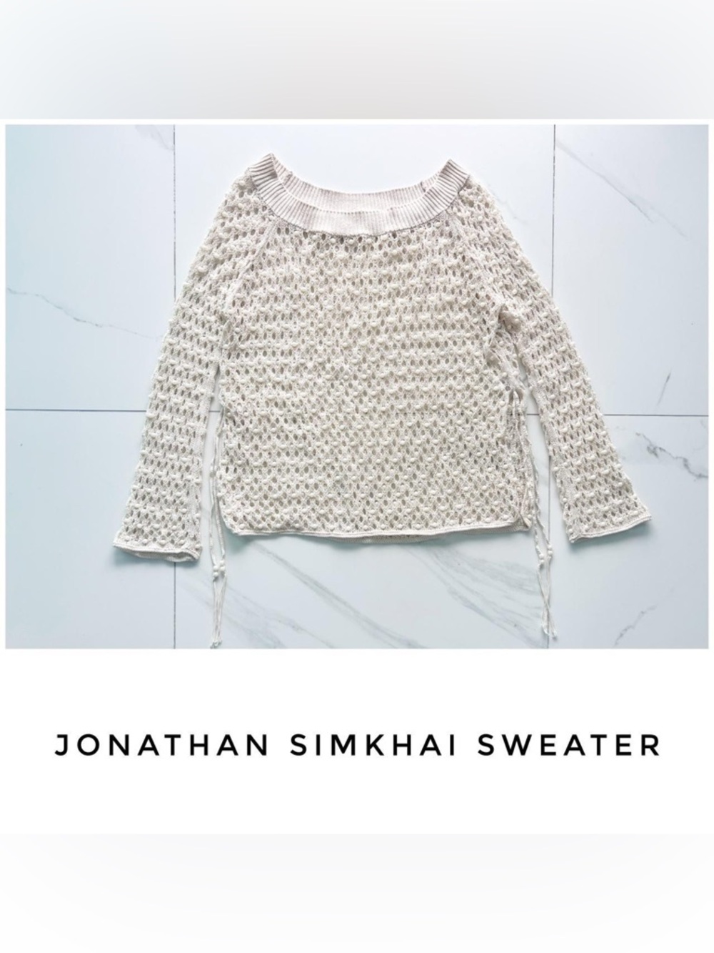 Jonathan Simkhai sweater size One Size cream pearl crochet knit